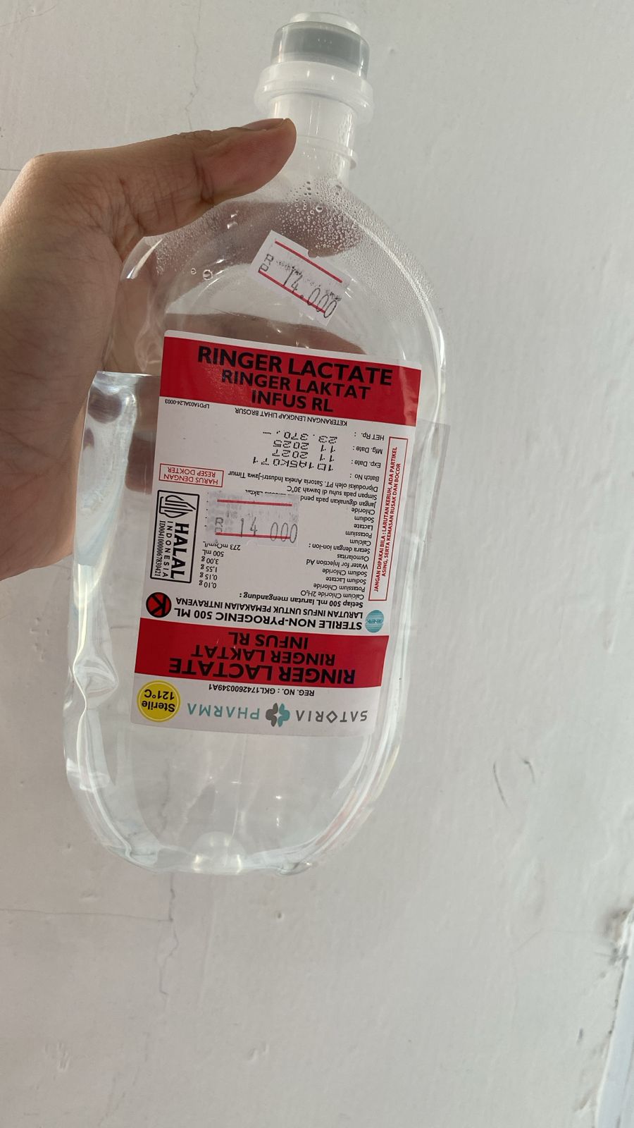 Cairan Infus Ringer Lactat 500 mL (Botol)
